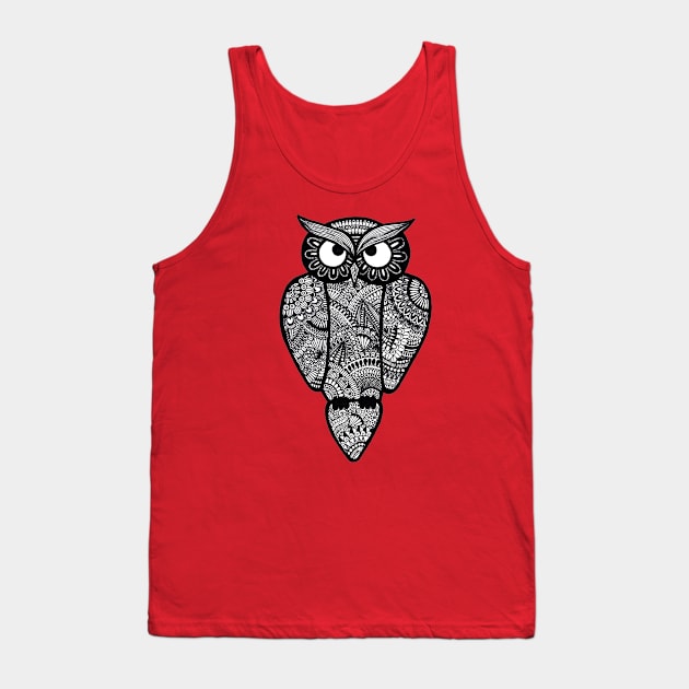 Owl (red background) Tank Top by calenbundalas